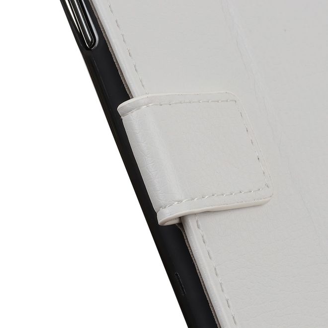 Étui pour LG G8 ThinQ - Série Litchi Leather Bookcover II - Blanc