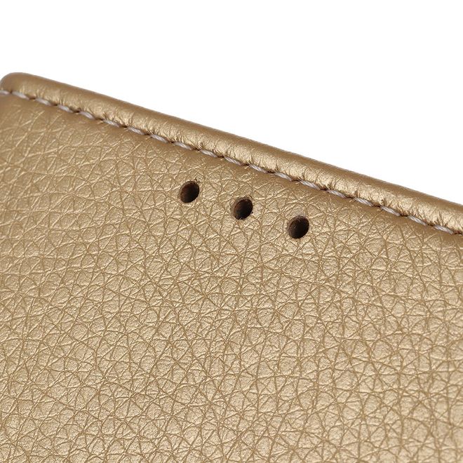 LG G8 ThinQ Phone Case - Litchi Leather Bookcover II Series - Gold