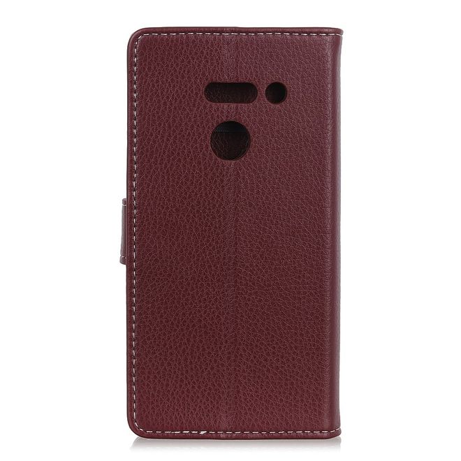 LG G8 ThinQ Handy Hülle - Litchi Leder Bookcover II Series - braun