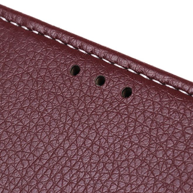 LG G8 ThinQ Handy Hülle - Litchi Leder Bookcover II Series - braun