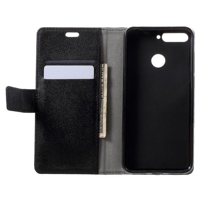 Huawei Honor 7A Mini Handy Hülle - Classic III Leder Bookcover Series - schwarz