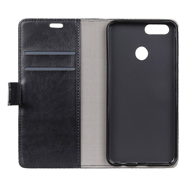 Huawei Honor 7A Handyhülle - Crazy Horse Leder Bookcover Series - schwarz