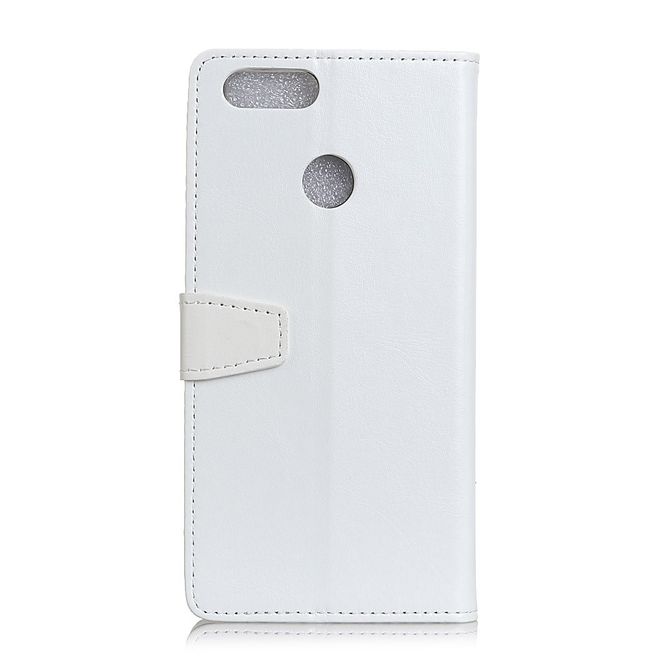 Huawei Honor 7A Handyhülle - Crazy Horse Leder Bookcover Series - weiss