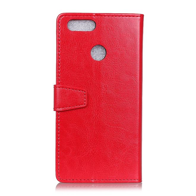 Huawei Honor 7A Handyhülle - Crazy Horse Leder Bookcover Series - rot