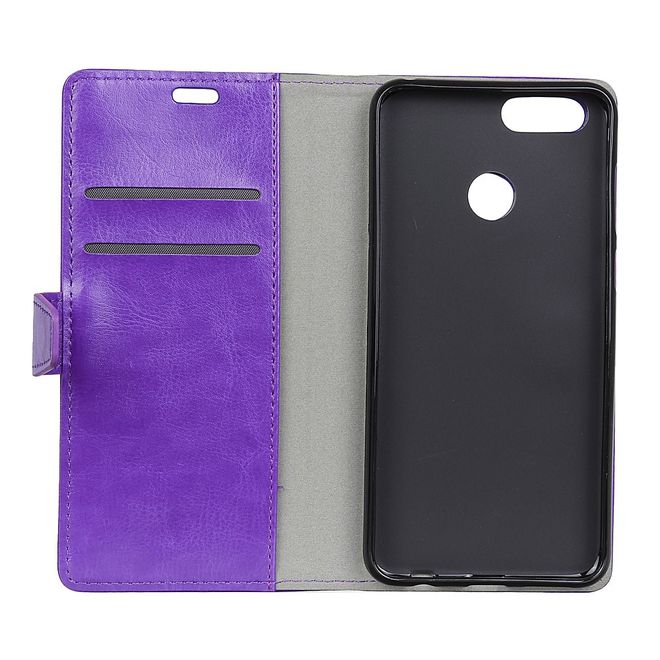 Huawei Honor 7A Handyhülle - Crazy Horse Leder Bookcover Series - purpur
