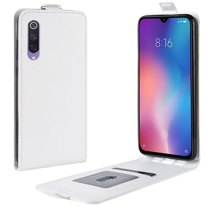 Xiaomi Mi 9 SE Handyhülle - Crazy Horse Leder Flipcase - vertikal - weiss