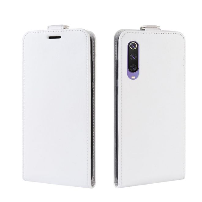 Xiaomi Mi 9 SE Handyhülle - Crazy Horse Leder Flipcase - vertikal - weiss