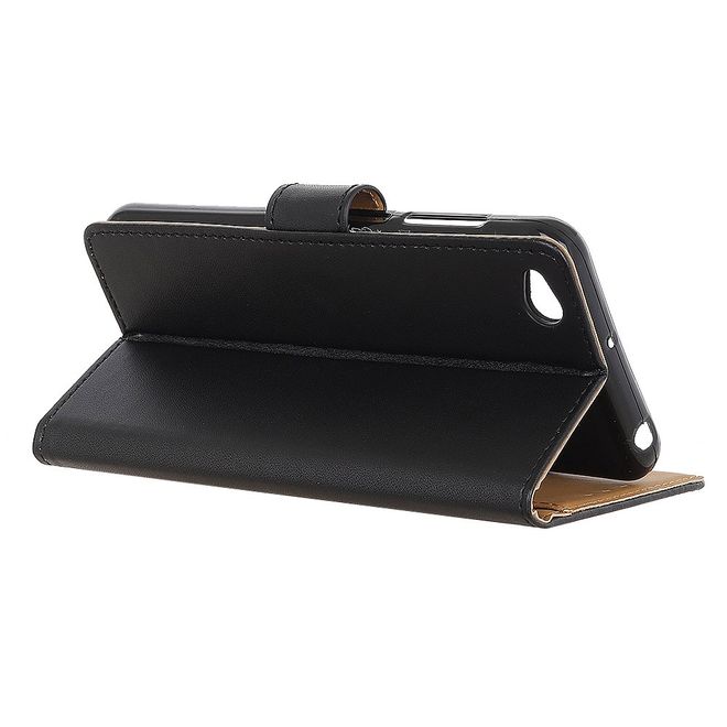 Xiaomi Redmi Go Handy Hülle - Classic II Leder Bookcover Series - schwarz