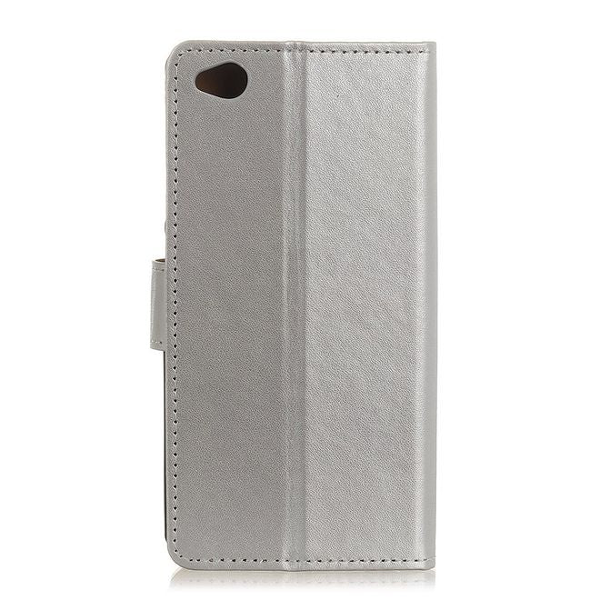 Xiaomi Redmi Go Handy Hülle - Classic II Leder Bookcover Series - silber