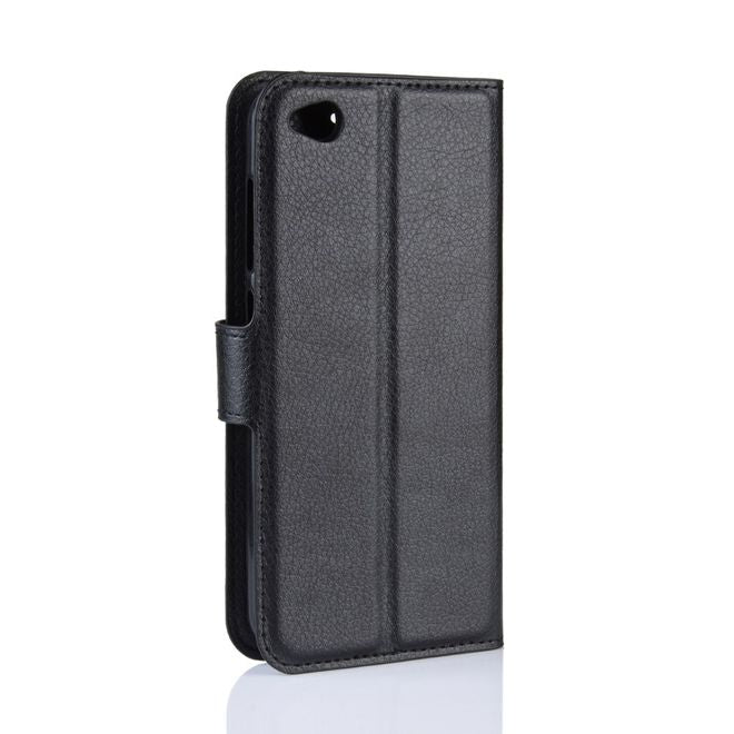 Xiaomi Redmi Go Handy Hülle - Litchi Leder Bookcover Series - schwarz
