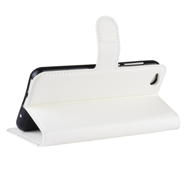 Xiaomi Redmi Go Handy Hülle - Litchi Leder Bookcover Series - weiss
