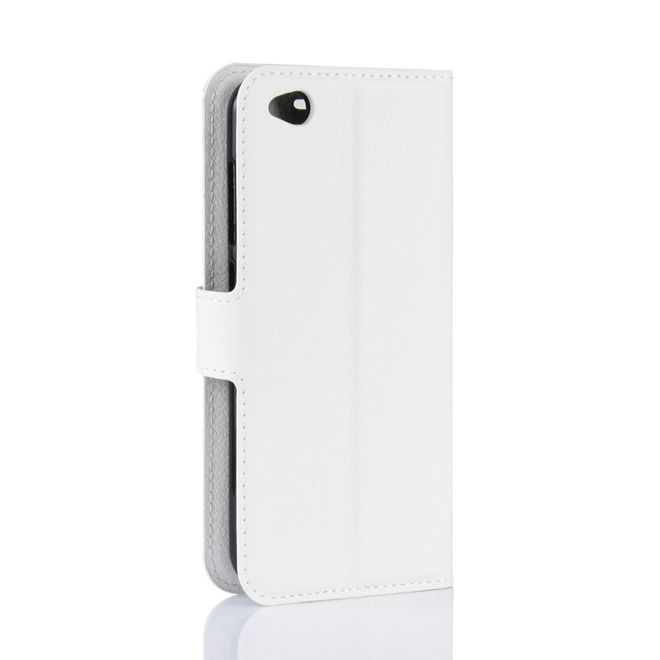 Xiaomi Redmi Go Handy Hülle - Litchi Leder Bookcover Series - weiss