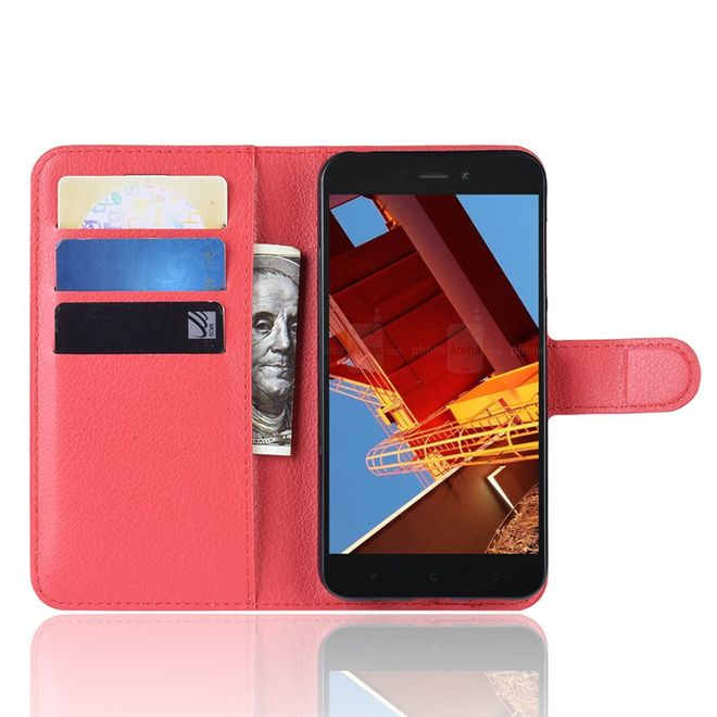 Xiaomi Redmi Go Handy Hülle - Litchi Leder Bookcover Series - rot