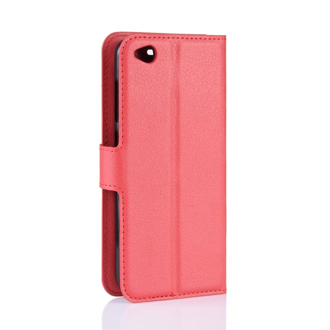 Xiaomi Redmi Go Handy Hülle - Litchi Leder Bookcover Series - rot