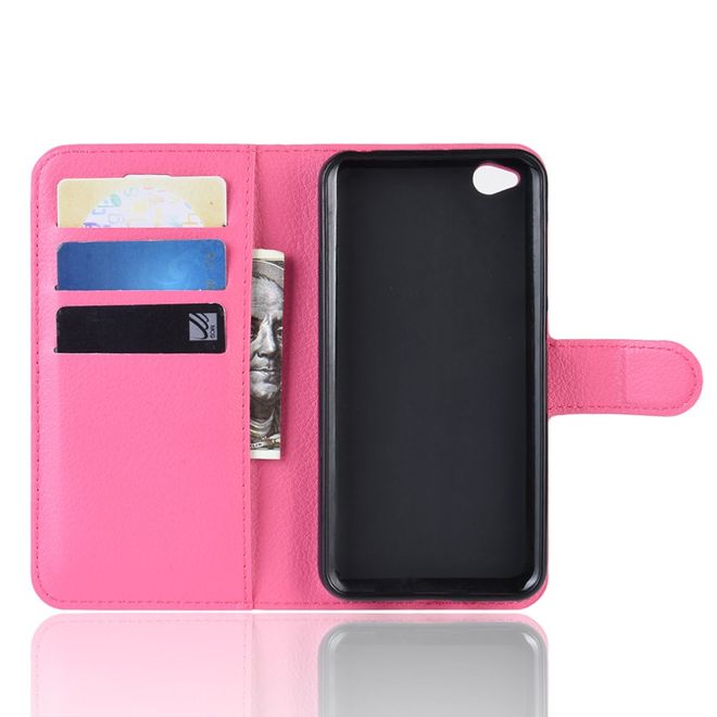 Xiaomi Redmi Go Handy Hülle - Litchi Leder Bookcover Series - rosa