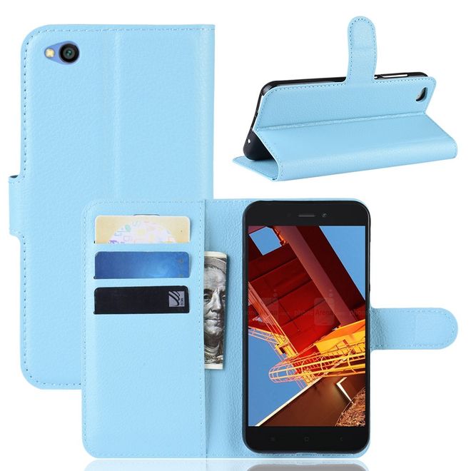 Xiaomi Redmi Go Handy Hülle - Litchi Leder Bookcover Series - blau