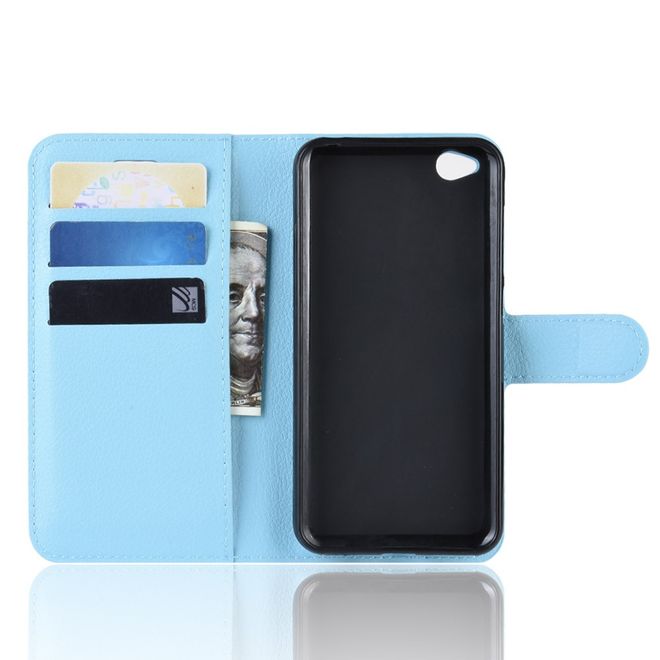Xiaomi Redmi Go Handy Hülle - Litchi Leder Bookcover Series - blau