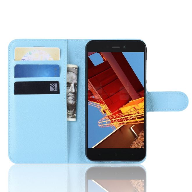 Xiaomi Redmi Go Handy Hülle - Litchi Leder Bookcover Series - blau
