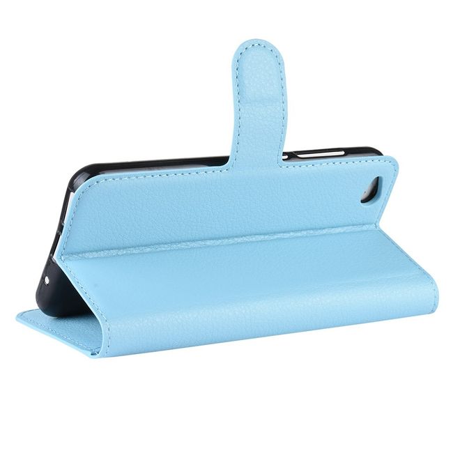 Xiaomi Redmi Go Handy Hülle - Litchi Leder Bookcover Series - blau