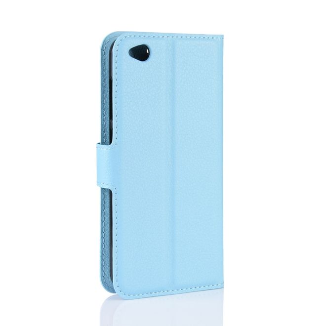 Xiaomi Redmi Go Handy Hülle - Litchi Leder Bookcover Series - blau