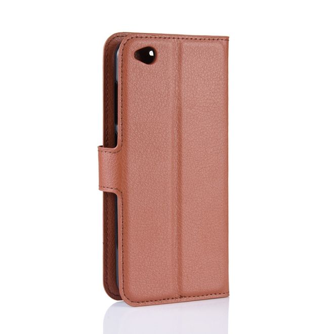 Xiaomi Redmi Go Handy Hülle - Litchi Leder Bookcover Series - braun