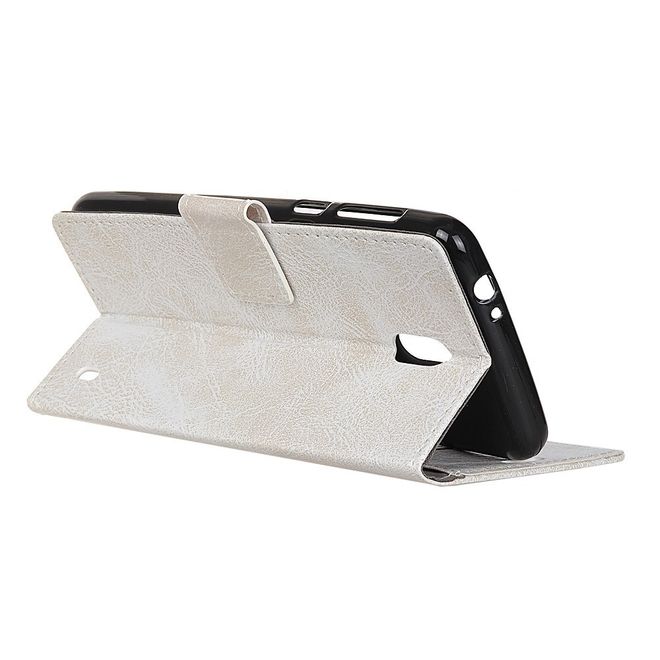Étui pour Nokia 1 Plus - Étui en cuir Crazy Horse vintage - Blanc