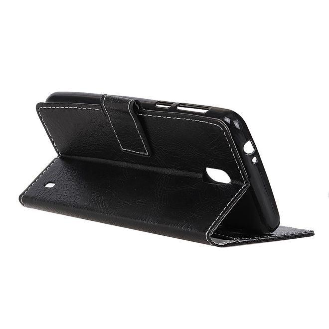 Étui pour Nokia 1 Plus - Étui en cuir Crazy Horse vintage - Noir