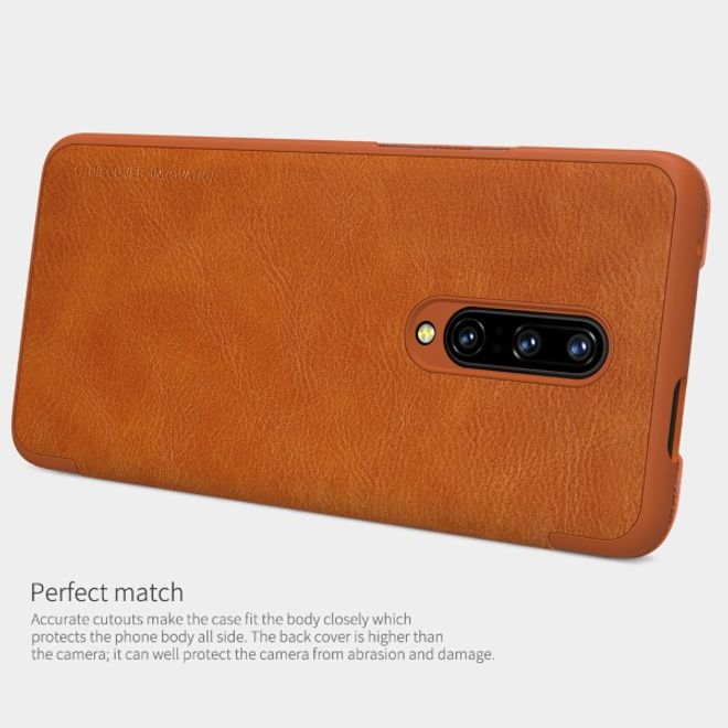 Nillkin - OnePlus 7 Pro Hülle - Leder Book Case - Qin Series - rot