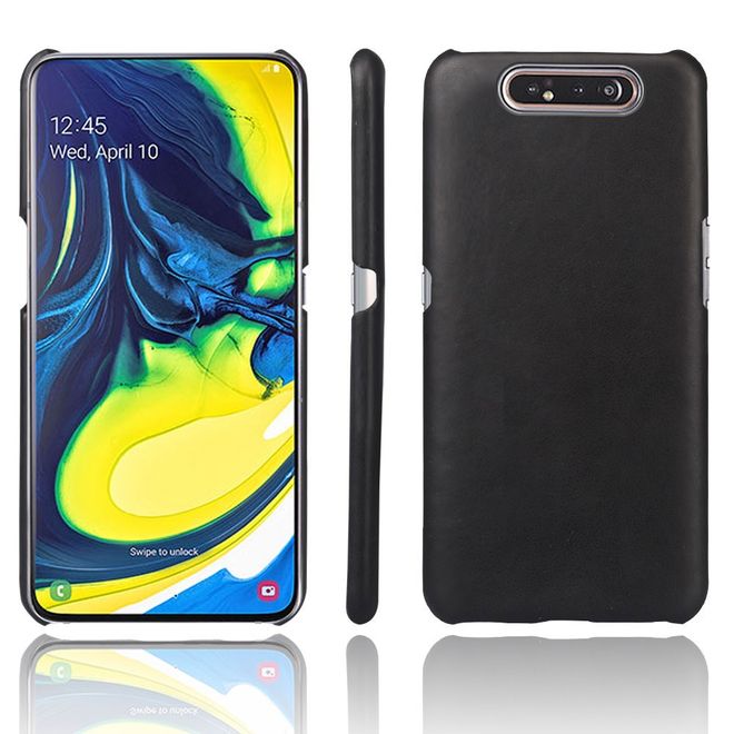 Samsung Galaxy A80 Hülle - Crazy Horse Plastik Hardcase - schwarz