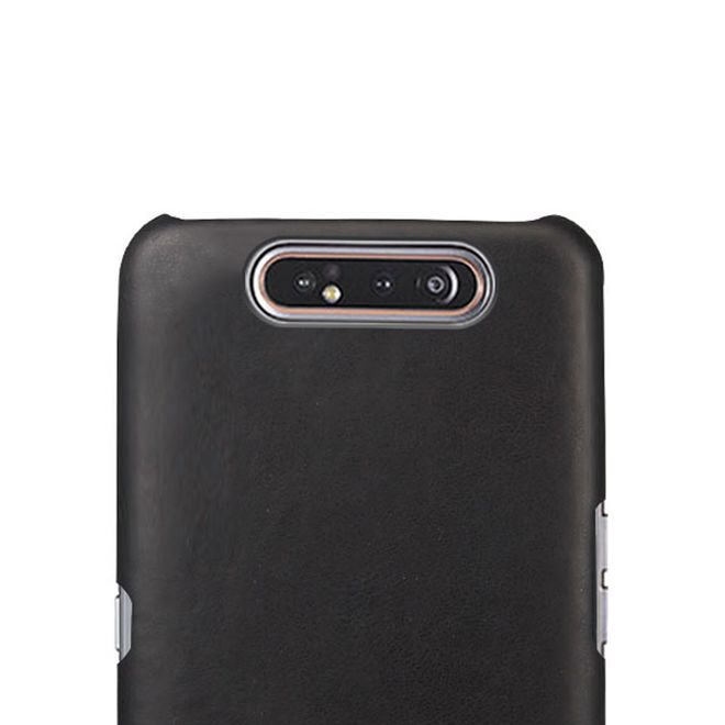 Samsung Galaxy A80 Hülle - Crazy Horse Plastik Hardcase - schwarz