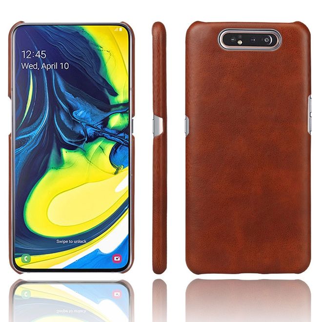 Samsung Galaxy A80 Hülle - Crazy Horse Plastik Hardcase - braun