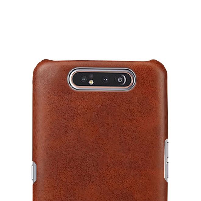 Samsung Galaxy A80 Hülle - Crazy Horse Plastik Hardcase - braun