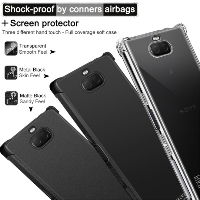 Imak - Sony Xperia 10 Plus Handyhülle - Case aus TPU Plastik - inklusive Schutzglas - matt schwarz