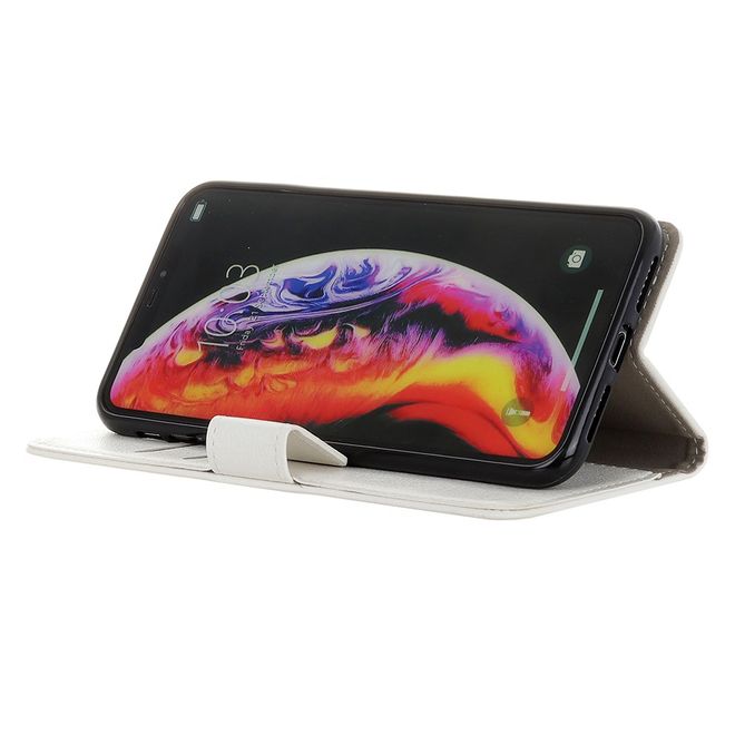 LG V50 ThinQ 5G Handy Hülle - Classic III Leder Bookcover Series - weiss