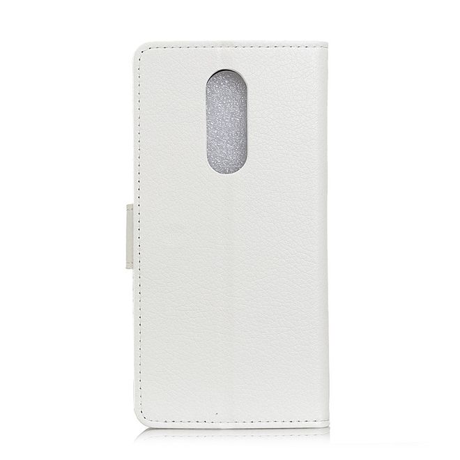Nokia 3.2 Handy Hülle - Litchi Leder Bookcover Series - weiss