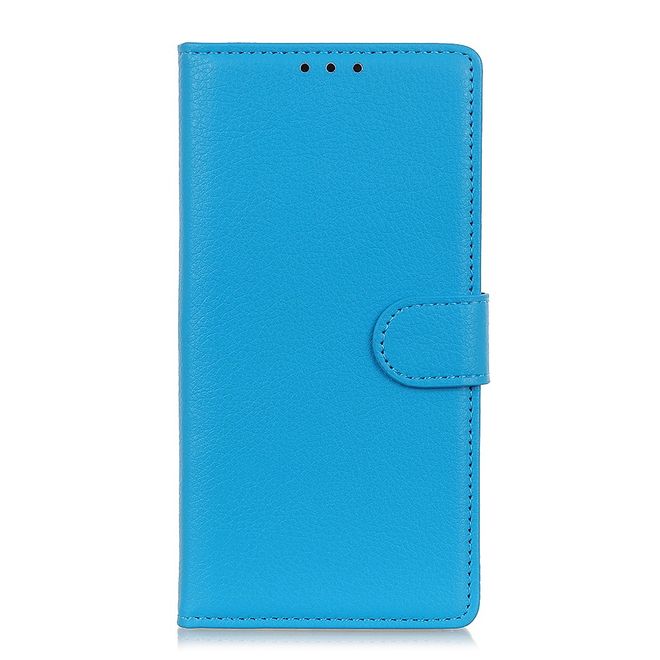 Nokia 3.2 Handy Hülle - Litchi Leder Bookcover Series - blau