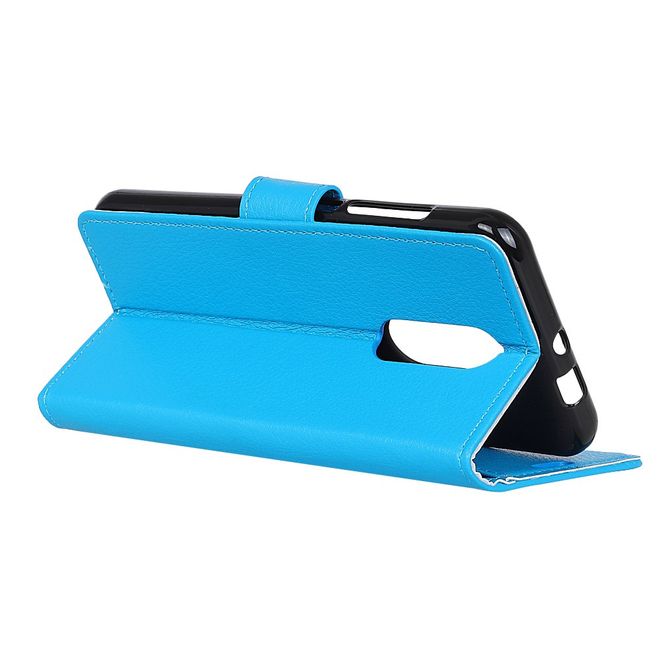 Nokia 3.2 Handy Hülle - Litchi Leder Bookcover Series - blau
