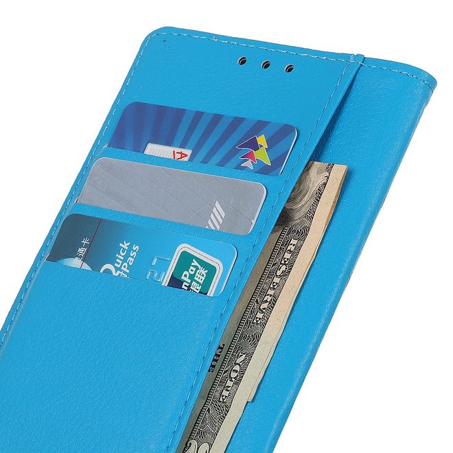 Nokia 3.2 Handy Hülle - Litchi Leder Bookcover Series - blau