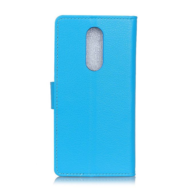 Nokia 3.2 Handy Hülle - Litchi Leder Bookcover Series - blau