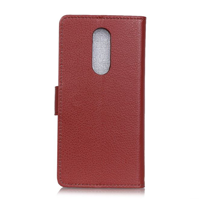 Nokia 3.2 Handy Hülle - Litchi Leder Bookcover Series - braun