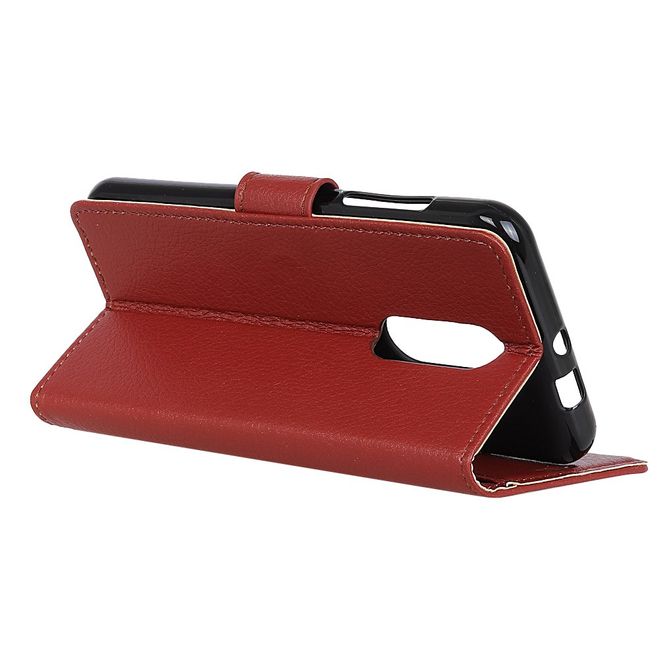 Nokia 3.2 Handy Hülle - Litchi Leder Bookcover Series - braun