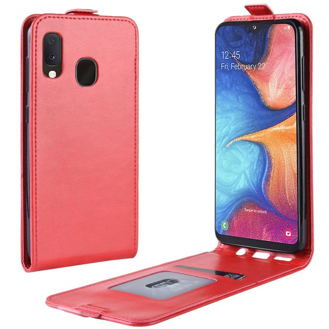 Samsung Galaxy A20e Handyhülle - Crazy Horse Leder Flipcase - vertikal - rot