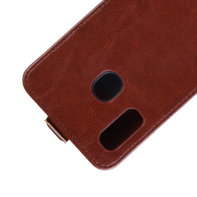 Samsung Galaxy A20e Handyhülle - Crazy Horse Leder Flipcase - vertikal - braun