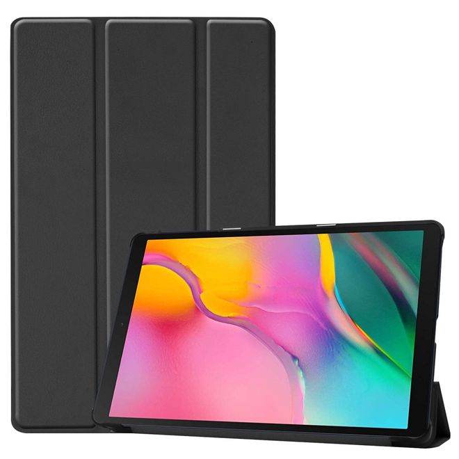 Samsung Galaxy Tab A 10.1 (2019) Hülle - Dreifach faltbares Leder Case - schwarz