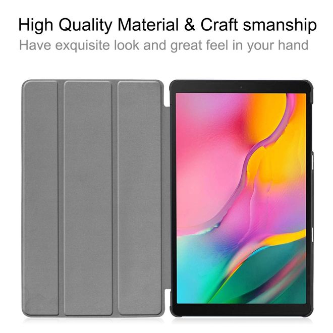 Samsung Galaxy Tab A 10.1 (2019) Hülle - Dreifach faltbares Leder Case - schwarz