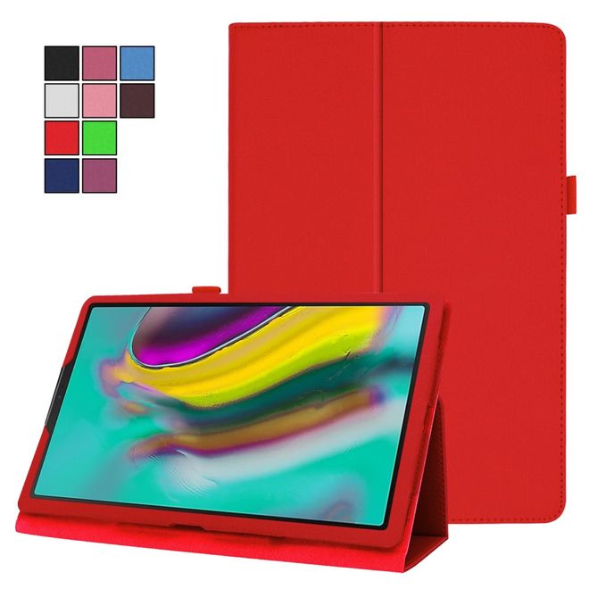 Samsung Galaxy Tab A 10.1 (2019) Hülle - Leder Case mit Litchitextur - rot