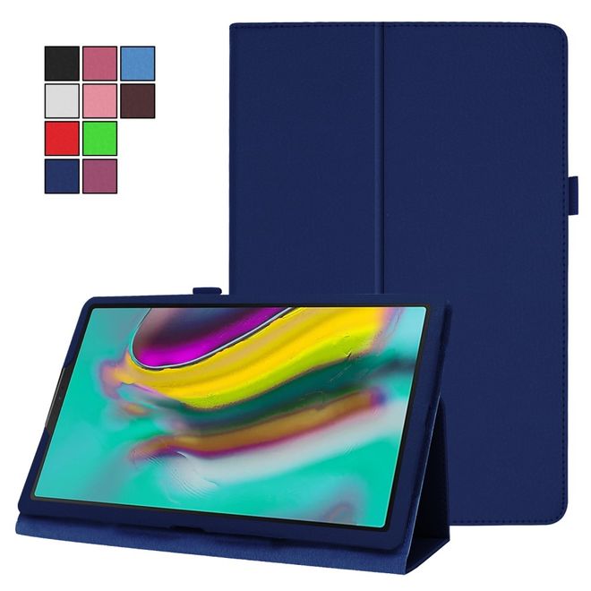 Samsung Galaxy Tab A 10.1 (2019) Hülle - Leder Case mit Litchitextur - dunkelblau