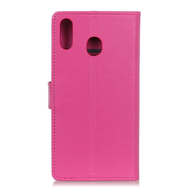 Huawei Y6 (2019) Handy Hülle - Litchi Leder Bookcover Series - rosa