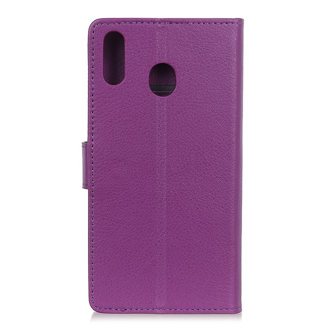 Huawei Y6 (2019) Handy Hülle - Litchi Leder Bookcover Series - purpur