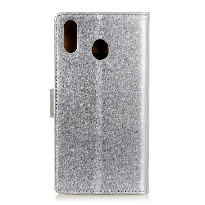 Huawei Y6 (2019) Handy Hülle - Classic II Leder Bookcover Series - silber
